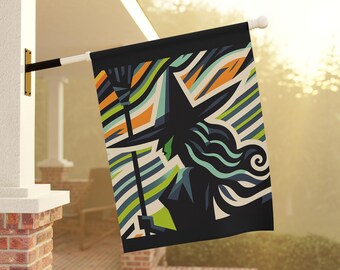 Wicked Witch Halloween Garden Flag: Double-Sided Outdoor Banner
