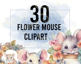 A Mouse and Flower Clipart Bundle [Digital Download]