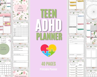 Teen ADHD Planner, Pink Floral Design (PDF)
