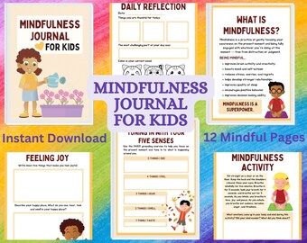 Mindfulness Journal for Kids, Printable Activity Diary (Digital Download)