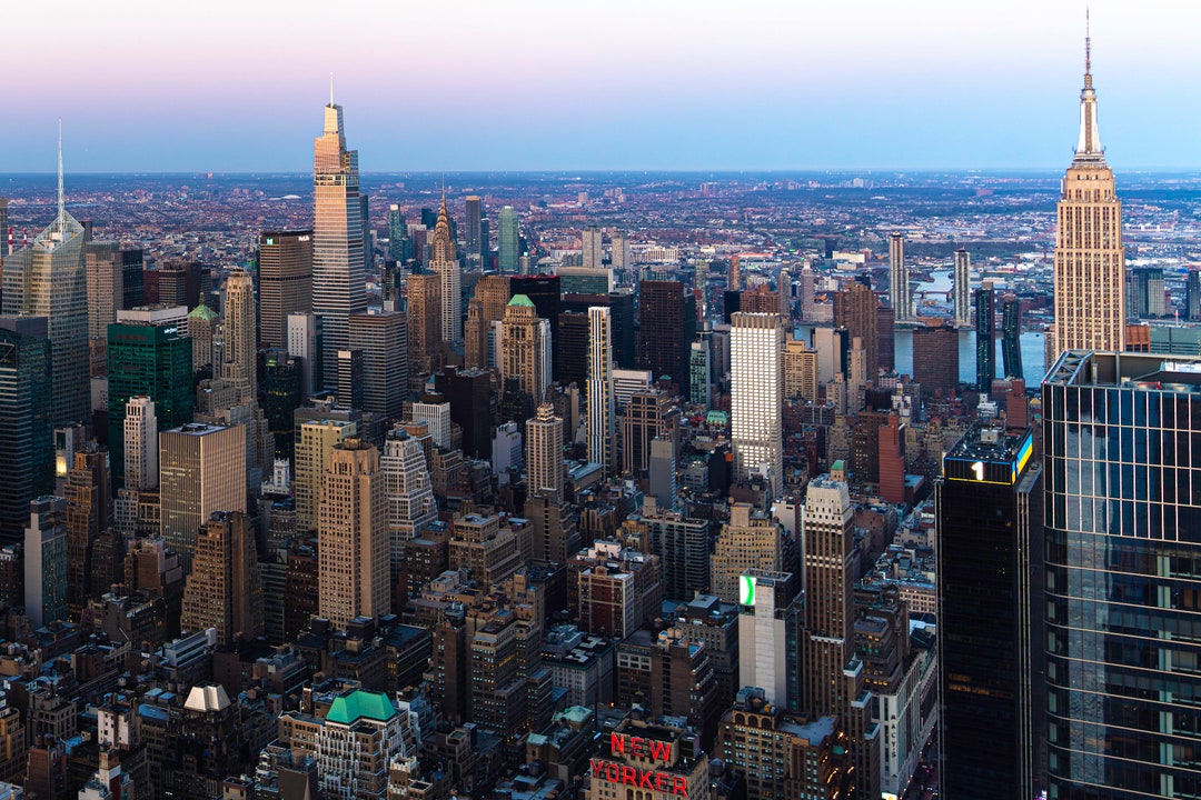 Magical Manhattan Skyline at Dusk Frame Art Photography - Etsy