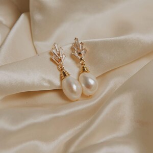 Perlenohrringe 14k Vergoldet – Mit Zirkonia-Akzenten, Für Braut & Festliche Anlässe, Elegant & Leicht