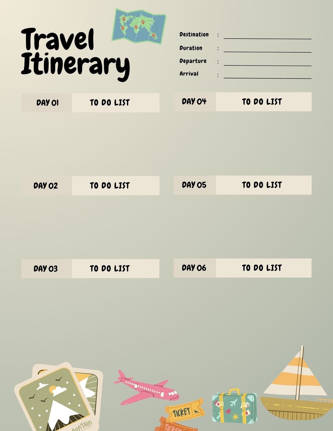Digital Travel Itinerary Template Plan Your Adventures With Etsy
