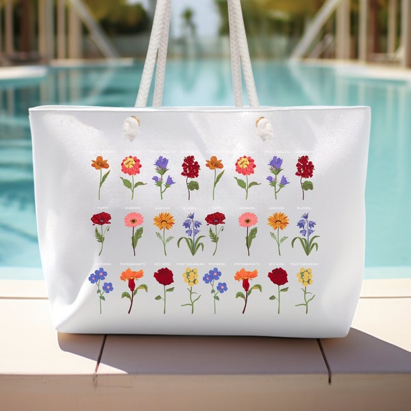Stylish Flowers Print Weekender Tote - Large Women's Bag for Beach or Travel, Cute Purse for Adventures Weekender Bag