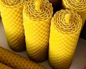 Juego de 6 velas de cera de abejas hechas a mano: regalo ecológico de panal natural