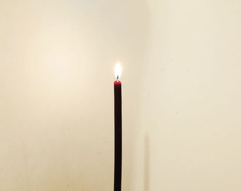 Black Beeswax Candles 21 sm long and 7 mm thick for rituals, divination, decoration. Hand Made in Slovenia.