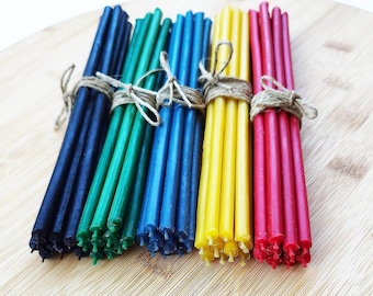 50 colored beeswax candles 21 cm Ø-7 mm. About 2 hrs burning time