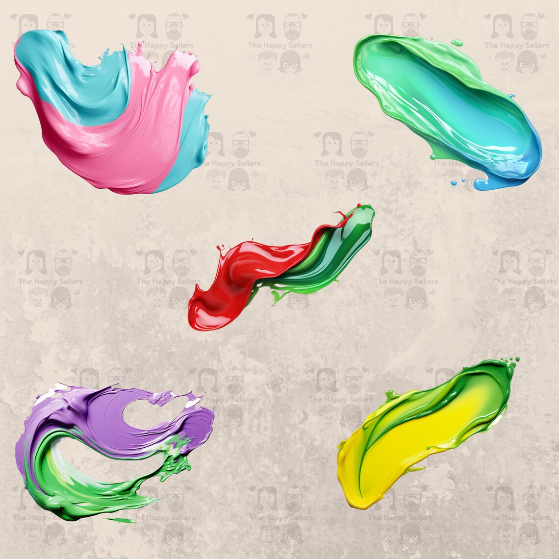 Smear Color Kit 20 Color Smears Clipart Pack INSTANT DOWNLOAD 20 Vivid Color Smear ...
