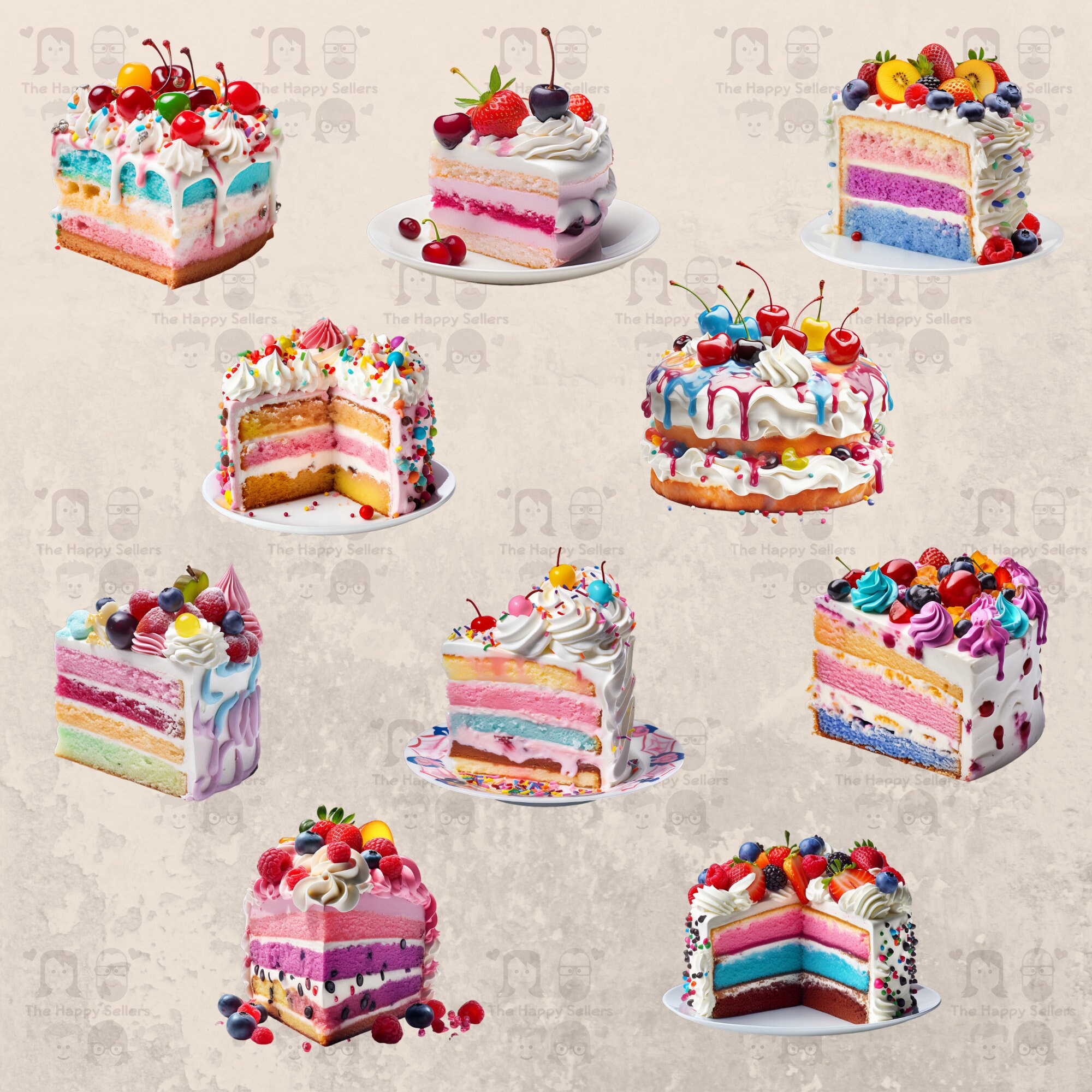 30 Colorful Cakes Clipart Pack INSTANT DOWNLOAD 30 Vibrant Cake ...