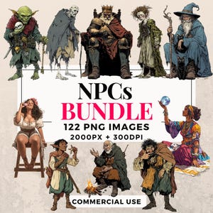 122 Fantasy NPCs Clipart Bundle - Instant Download, PNG Images, Transparent Background, Personal & Commercial Use. THS003