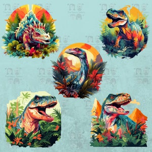 10 Colorful Dinosaurs Clipart Pack INSTANT DOWNLOAD 10 Vibrant Dinosaur ...