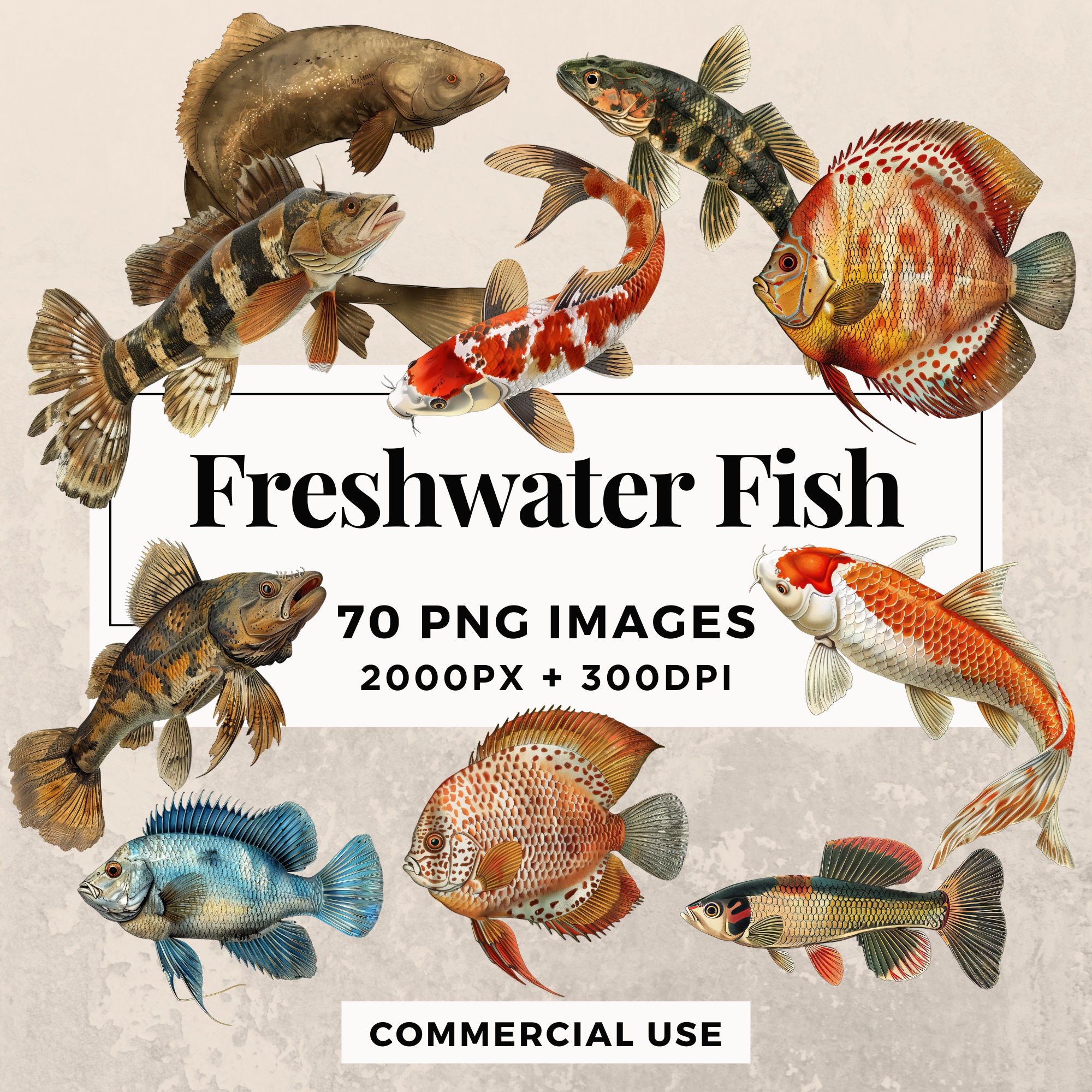 70 Freshwater Fish Clipart Pack INSTANT DOWNLOAD 70 Colorful Fish ...