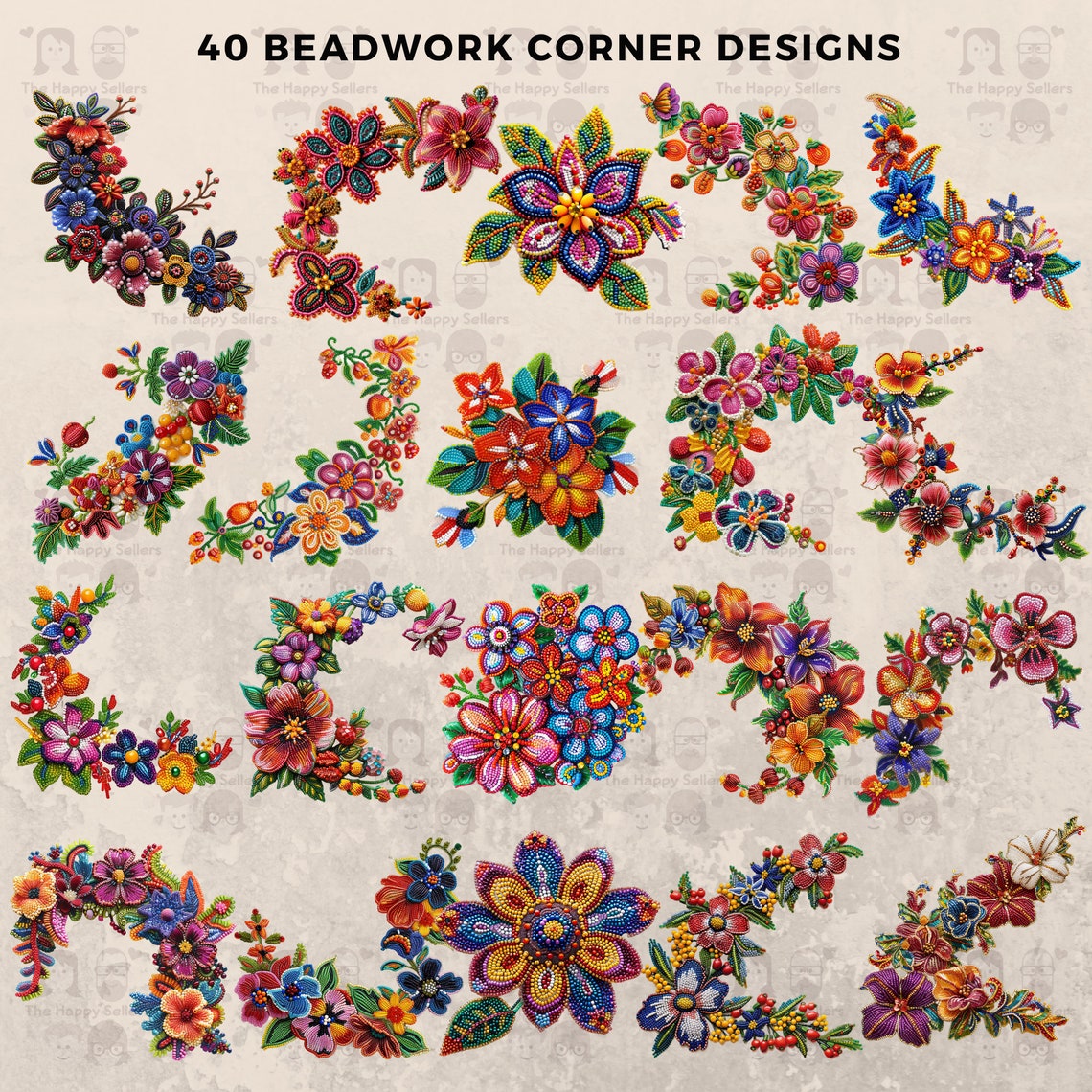 40 Beadwork Corner Designs Clipart Pack INSTANT DOWNLOAD 40 Beadwork ...