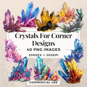 40 Crystal Corner Designs Clipart Pack INSTANT DOWNLOAD 40 Crystal Corner Accents, PNG Transparent Background, Commercial Use. THS003