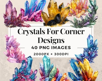 40 Crystal Corner Designs Clipart Pack INSTANT DOWNLOAD 40 Crystal Corner Accents, PNG Transparent Background, Commercial Use. THS003