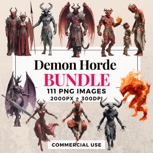 111 Demon Horde Clipart Bundle - Instant Download, PNG Images, Transparent Background, Personal & Commercial Use. THS003