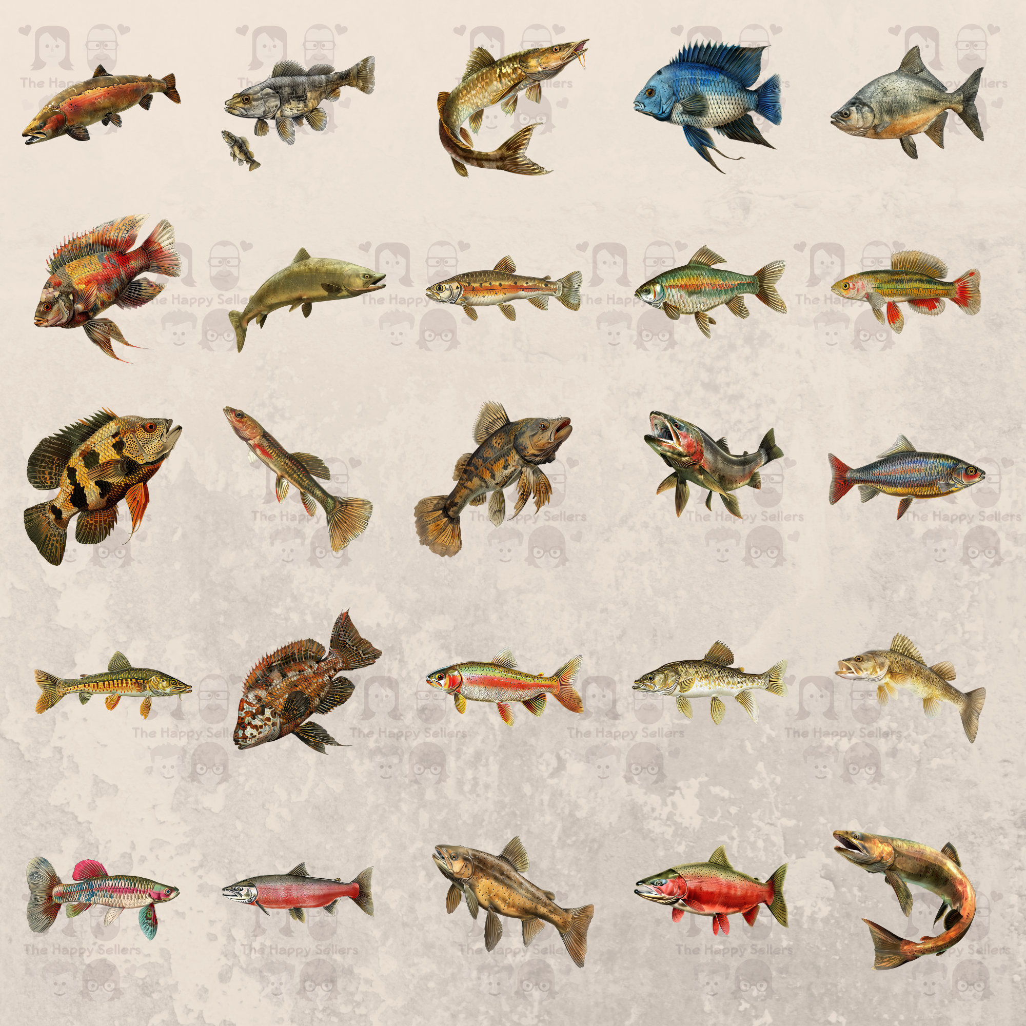 70 Freshwater Fish Clipart Pack INSTANT DOWNLOAD 70 Colorful Fish ...
