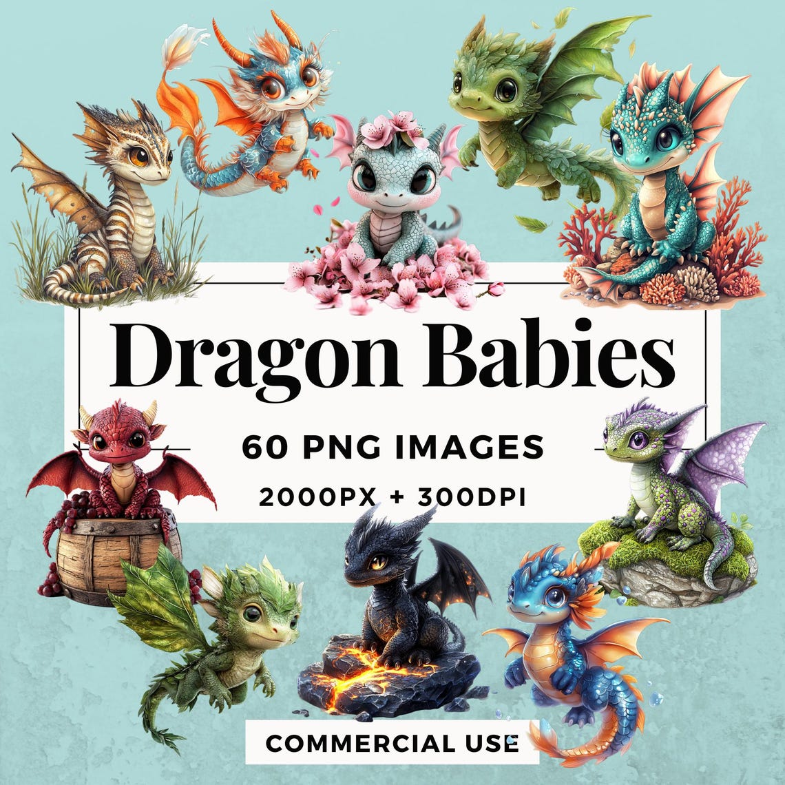 60 Dragon Babies Clipart Pack INSTANT DOWNLOAD 60 Baby Dragon ...