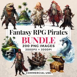 200 Fantasy RPG Pirates Clipart Bundle - zum sofortigen Download, PNG-Bilder, transparentem Hintergrund, persönlicher und kommerzieller Gebrauch. THS003