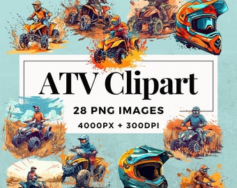 28 ATVs Clipart Pack INSTANT DOWNLOAD 28 ATVs illustrations, PNG transparent background images, commercial and personal use. THS004
