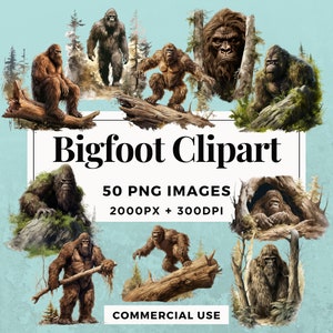 50 Bigfoot Clipart Pack INSTANT DOWNLOAD 50 Sasquatch Illustrations, PNG Images, Transparent Background, Personal & Commercial Use. THS004