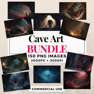 150 Höhlen Art Clipart Bundle Clipart Bundle - Sofortiger Download, Antike Felszeichnungen, PNG Illustrationen, persönlicher und kommerzieller Gebrauch. THS003