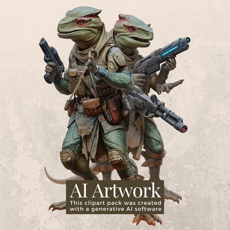 174 Lizard Aliens for Sci-fi RPG Clipart Bundle - Instant Download, PNG ...