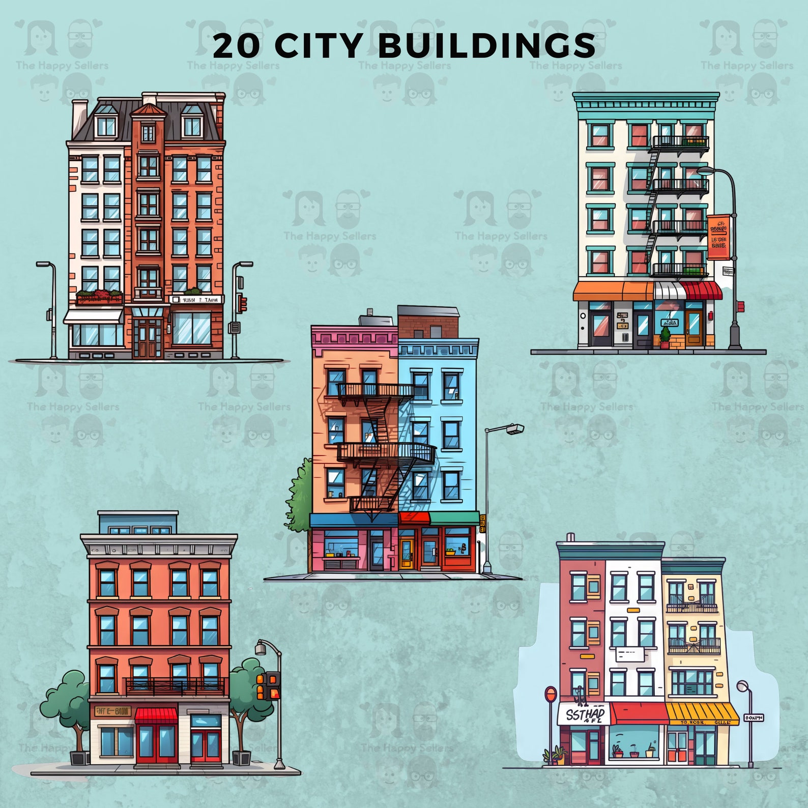 20 City Buildings Clipart Pack INSTANT DOWNLOAD 20 Building ...