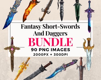 ファンタジーの短剣と短剣のクリップアート 90 点セット - 即時
