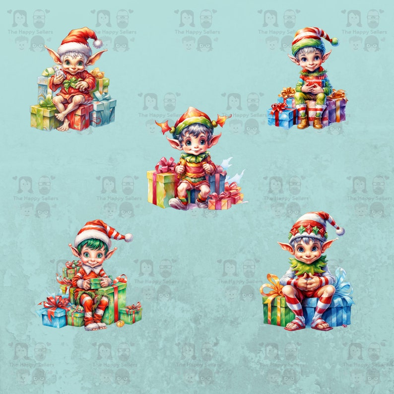 10 Christmas Elves Clipart Pack INSTANT DOWNLOAD 10 Christmas Elf ...