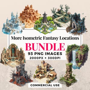 93 weitere isometrische Fantasy Lagen Clipart Bundle - zum Sofort-Download, PNG-Bilder, transparenten Hintergrund, persönlicher und kommerzieller Gebrauch. THS003