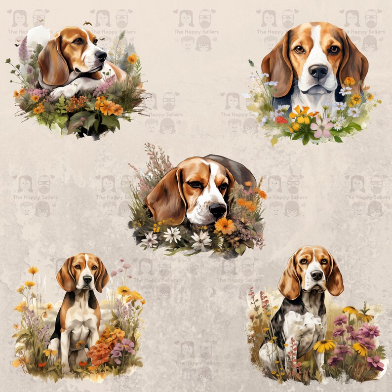 10 Beagles Clipart Pack INSTANT DOWNLOAD 10 Adorable Beagle ...