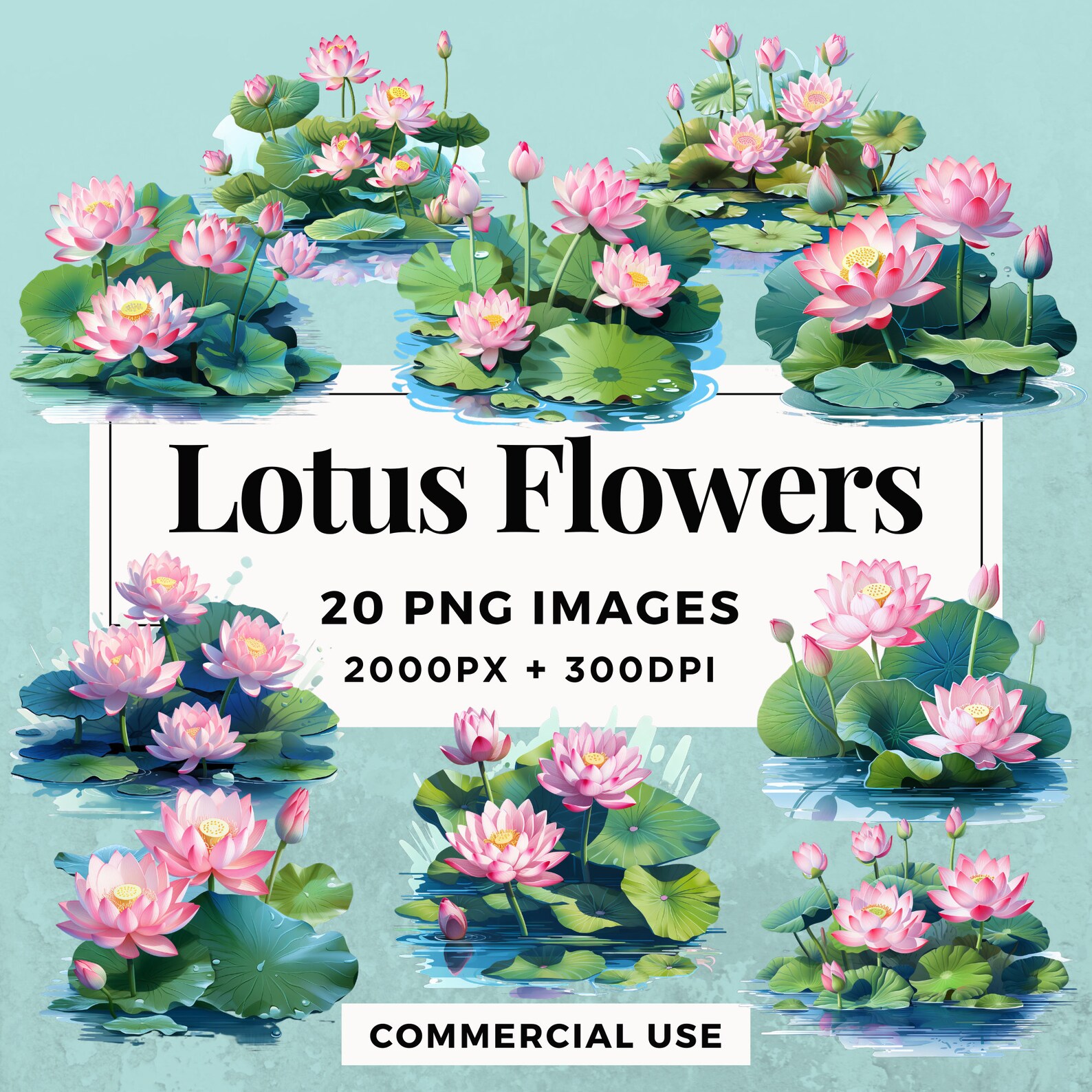 20 Lotus Flowers Clipart Pack INSTANT DOWNLOAD 20 Elegant - Etsy