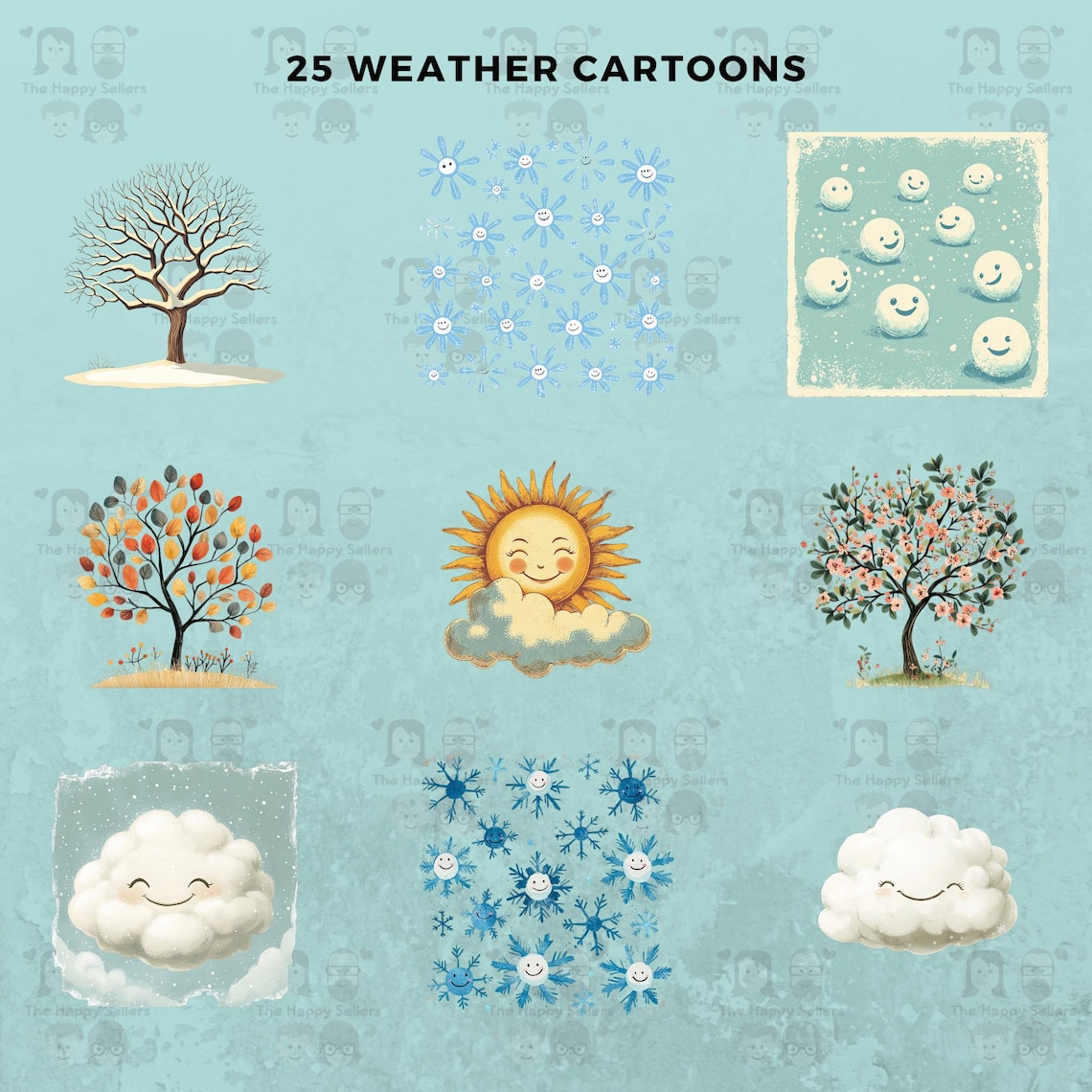25 Weather Cartoons Clipart Pack INSTANT DOWNLOAD 25 Cute Weather ...