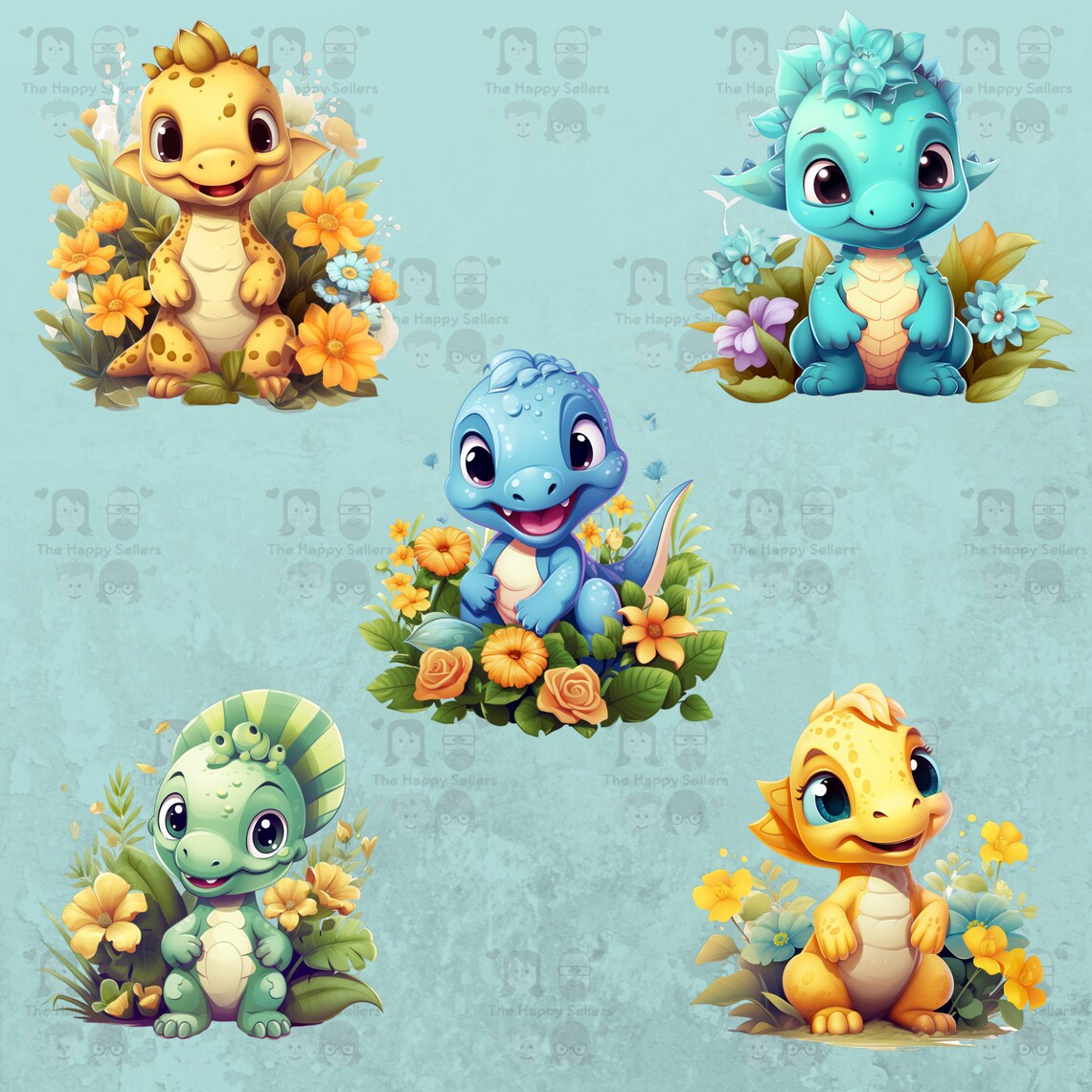 20 Cute Baby Dinosaurs Clipart Pack INSTANT DOWNLOAD 20 Baby Dinosaur ...