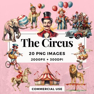 20 Circus Clipart Pack INSTANT DOWNLOAD 20 Fun Circus Illustrations, PNG Transparent Background, Personal & Commercial Use. THS006