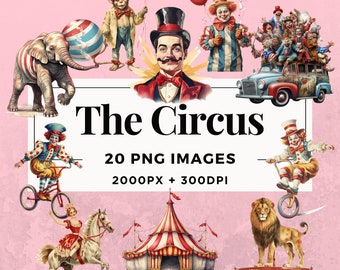 20 Circus Clipart Pack INSTANT DOWNLOAD 20 Fun Circus Illustrations, PNG Transparent Background, Personal & Commercial Use. THS006