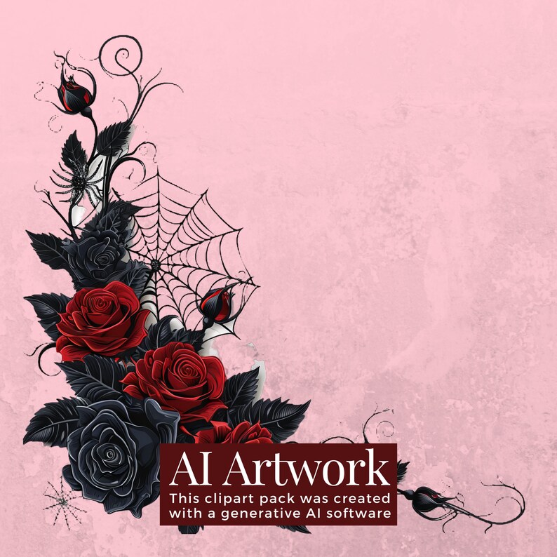 Corner Gothic Roses 30 Goth Corner Designs Clipart Pack - INSTANT DOWNLOAD, PNG Transparent ...