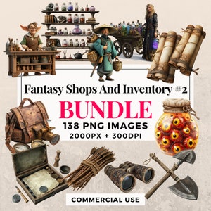138 boutiques fantastiques et inventaire Clipart Bundle #2 - téléchargement immédiat, images PNG, arrière-plan transparent, usage personnel et commercial. THS003