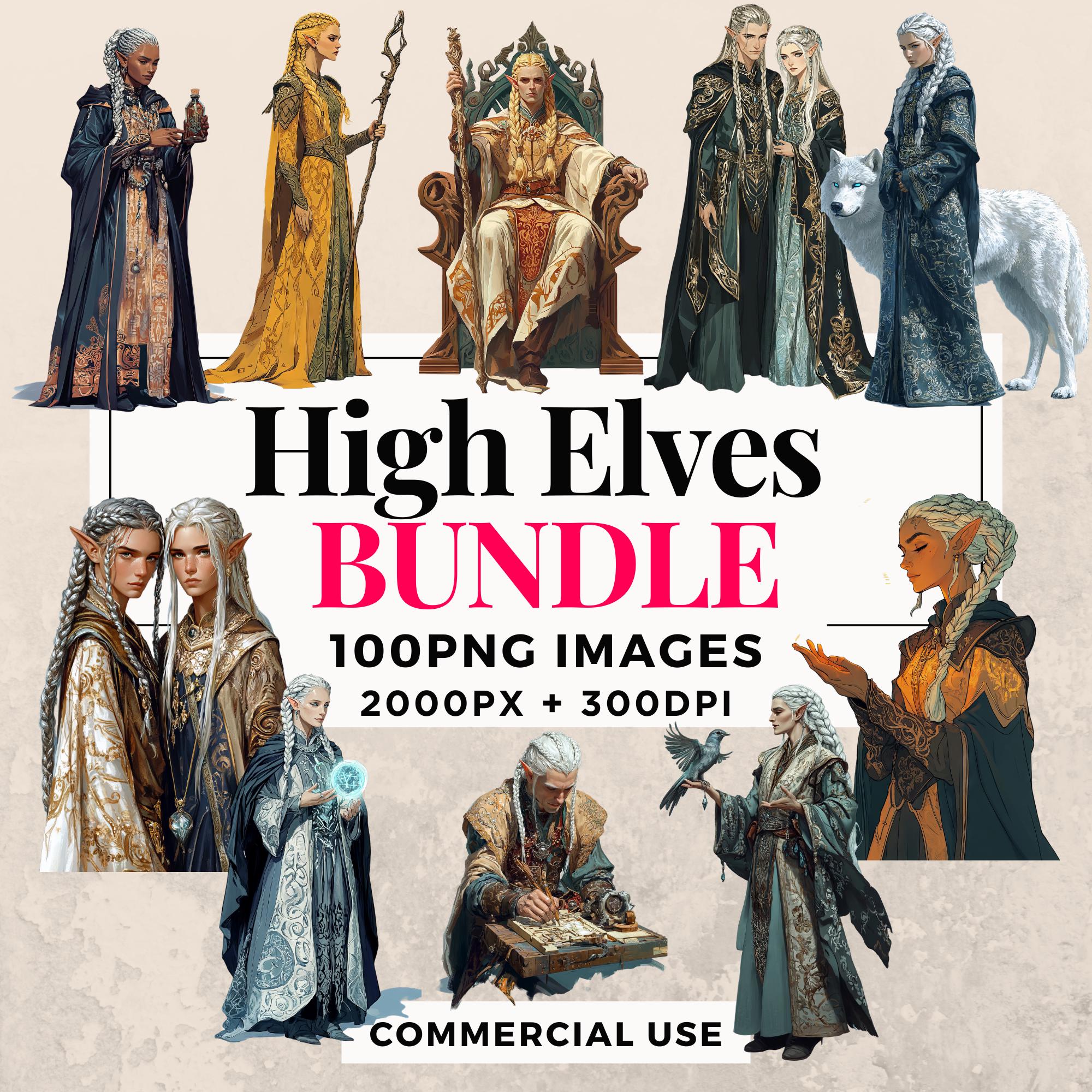 100 High Elves Clipart Bundle - Instant Download, Enchanting Elf ...