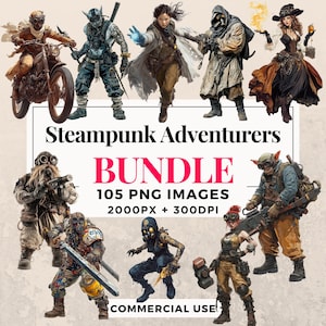 105 Steampunk Adventurers Clipart Bundle - Instant Download, PNG Images, Transparent Background, Personal & Commercial Use. THS003