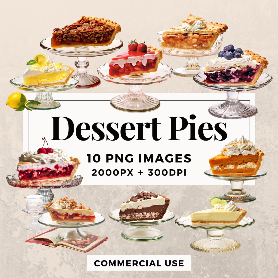 10 Dessert Pies Clipart Pack INSTANT DOWNLOAD 10 Delicious Pie ...