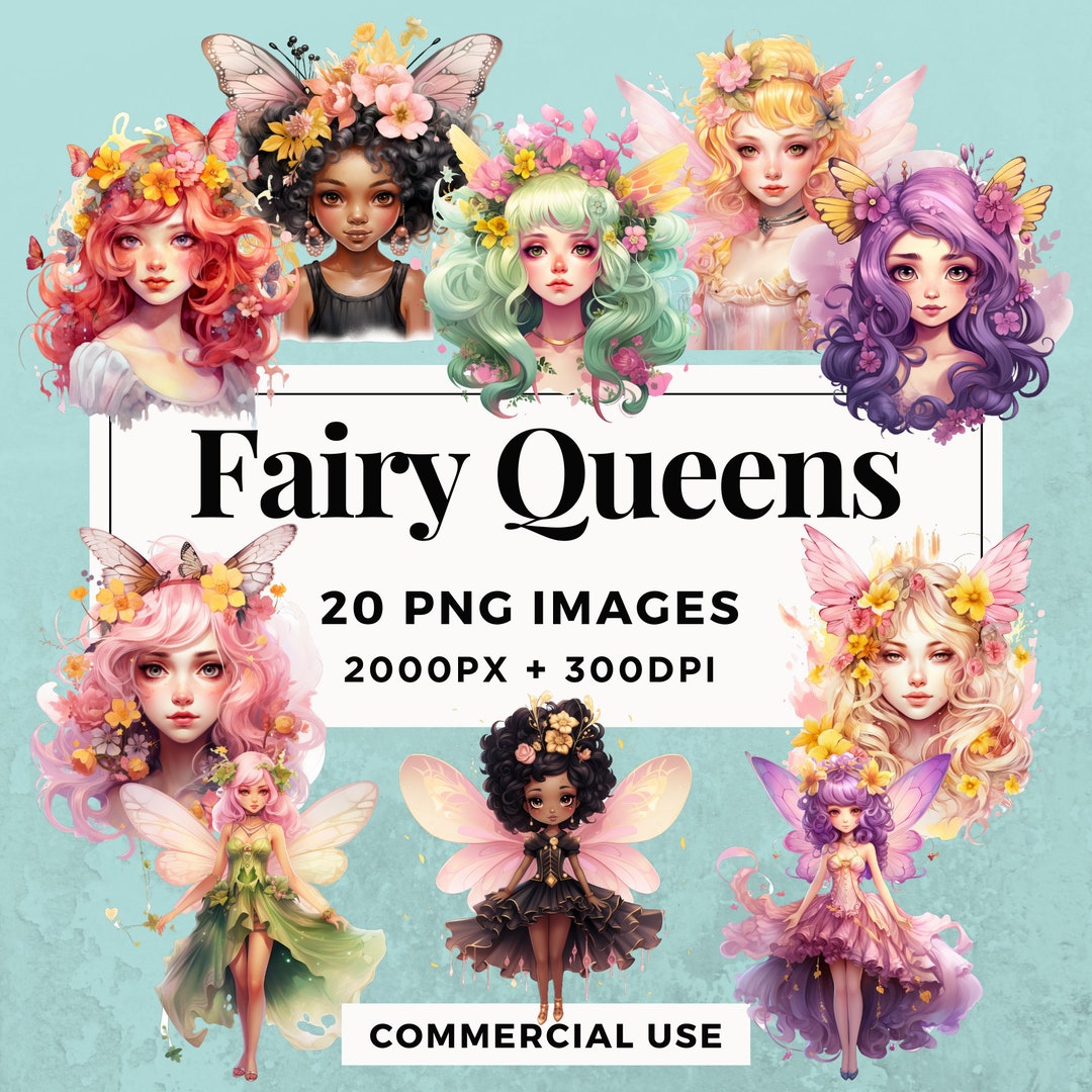 20 Fairy Queens Clipart Pack INSTANT DOWNLOAD 20 Enchanting Fairy Queen ...