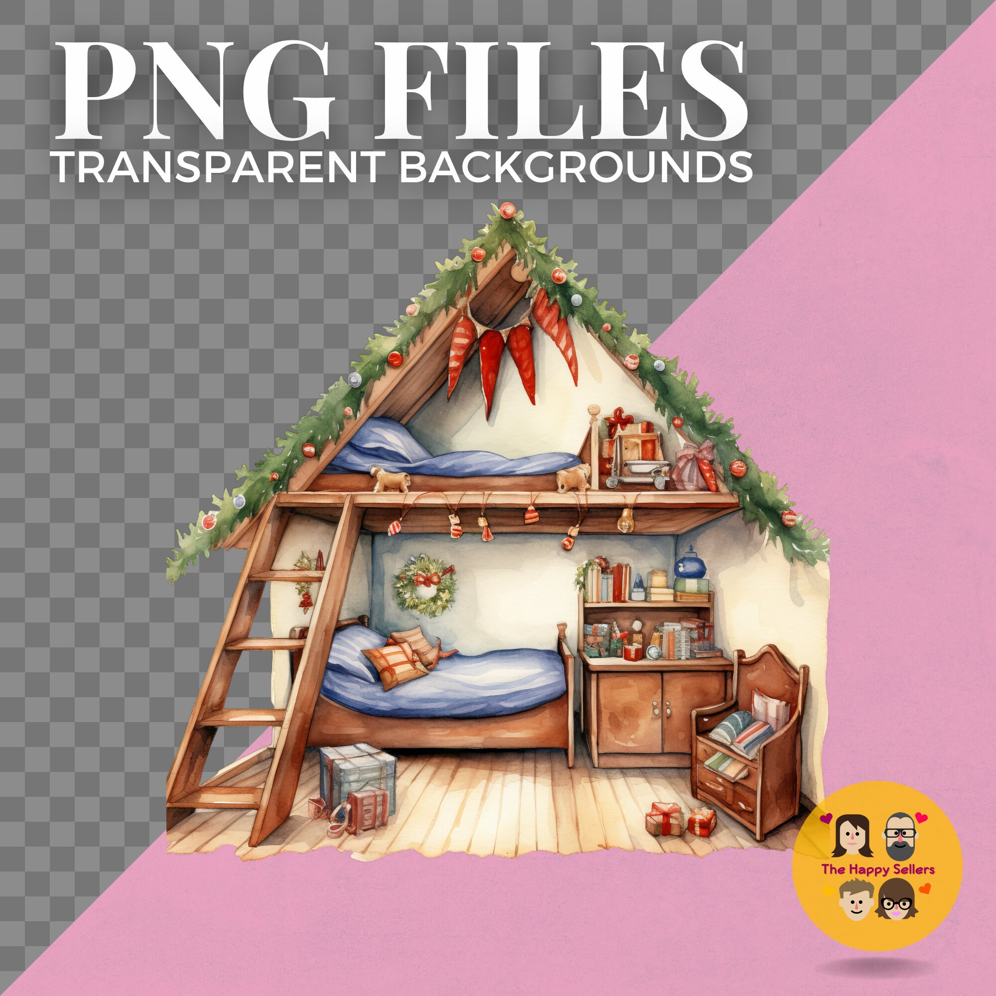 30 Vintage Christmas Rooms Clipart Pack INSTANT DOWNLOAD 30 - Etsy