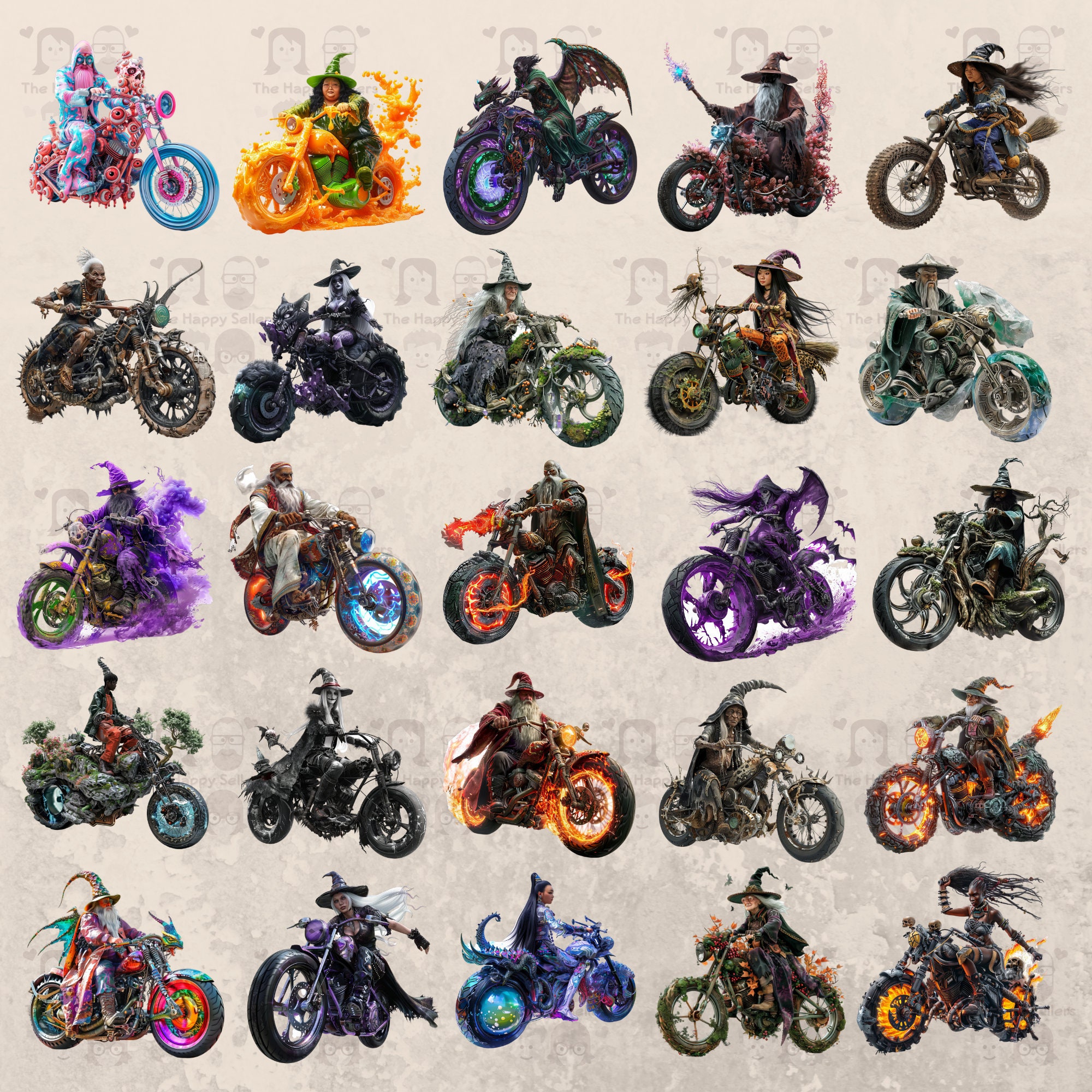 70 Fantasy Magical Bikes Clipart Pack - INSTANT DOWNLOAD, PNG ...