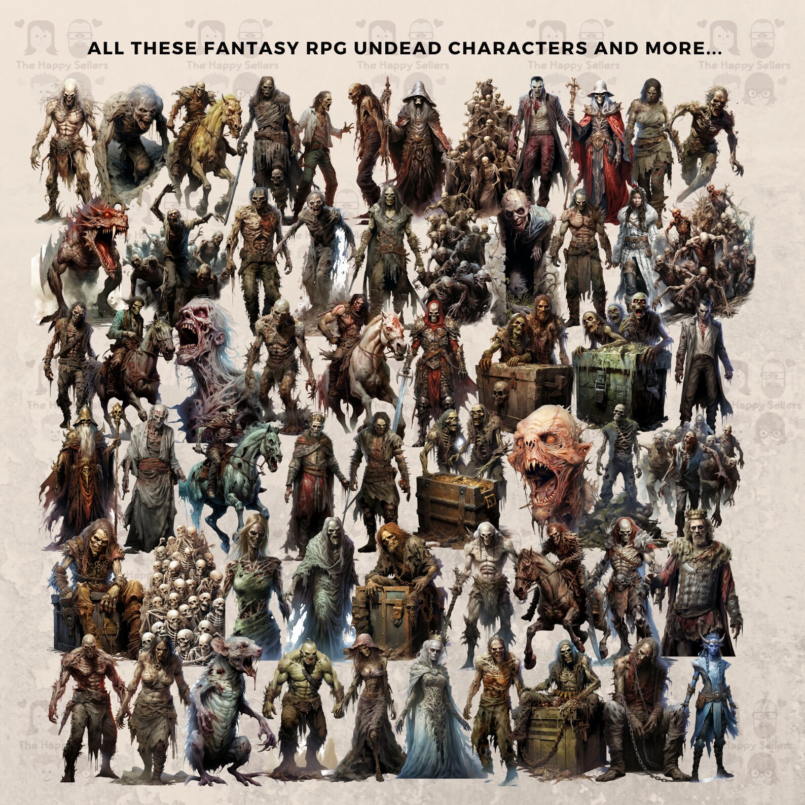 128 Fantasy RPG Undead Characters Clipart Bundle - Instant Download ...
