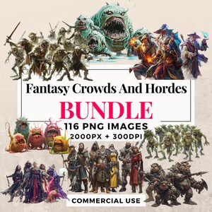 116 Fantasy Crowds and Hordes Clipart Bundle - Instant Download, PNG Images, Transparent Background, Personal & Commercial Use. THS003