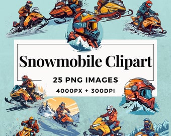 25 Snowmobiles Clipart Pack INSTANT DOWNLOAD 25 Snowmobile artworks, PNG transparent background images, commercial and personal use. THS004