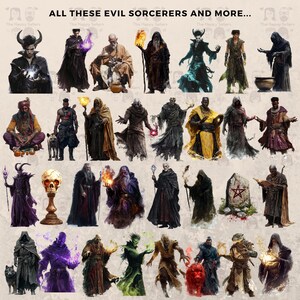 110 Evil Sorcerers Clipart Bundle - Instant Download, Dark Fantasy ...