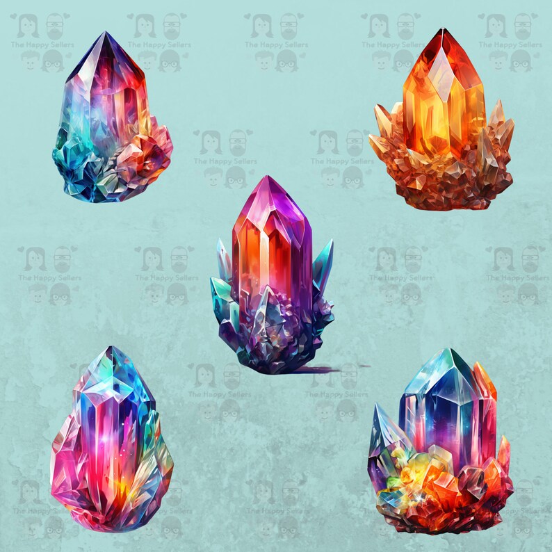 20 Magic Crystals Clipart Pack INSTANT DOWNLOAD 20 Mystical Crystal ...